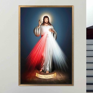 Divine Mercy Jesus Art: Christian Canvas or Tempered Glass Print