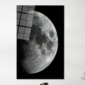 Mondphase Leinwand Wandkunst - Realistische Mondoberfläche Fotografie - Dunkle Astronomie Poster Druck für modernes, Sci-Fi oder meditatives Dekor