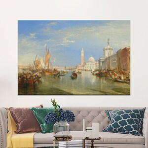 Venetian Canal Scene Art Print: Vintage Italy Cityscape Canvas Wall Decor