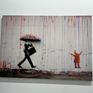 Banksy Umbrealla Kunst, Baby Wandkunst, Graffiti Leinwand, 3D Glas Kunst, Tapetenkunst, Poster-Kunst, Wohnzimmer Wandkunst