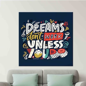 Arte con citazione positiva, Arte da parete per lavoro, Arte ispiratrice, Arte da parete colorata, Arte su tela, Vetro temperato, Arte della carta da parati, Tela incorniciata, Arte della parete,