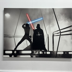 Darth Vader Luke Skywalker Fight Art, Star Wars Wall Art, Arte moderna, Arte su tela, Arte del vetro, Arte della carta da parati, Poster su tela, Decorazione della parete di casa,