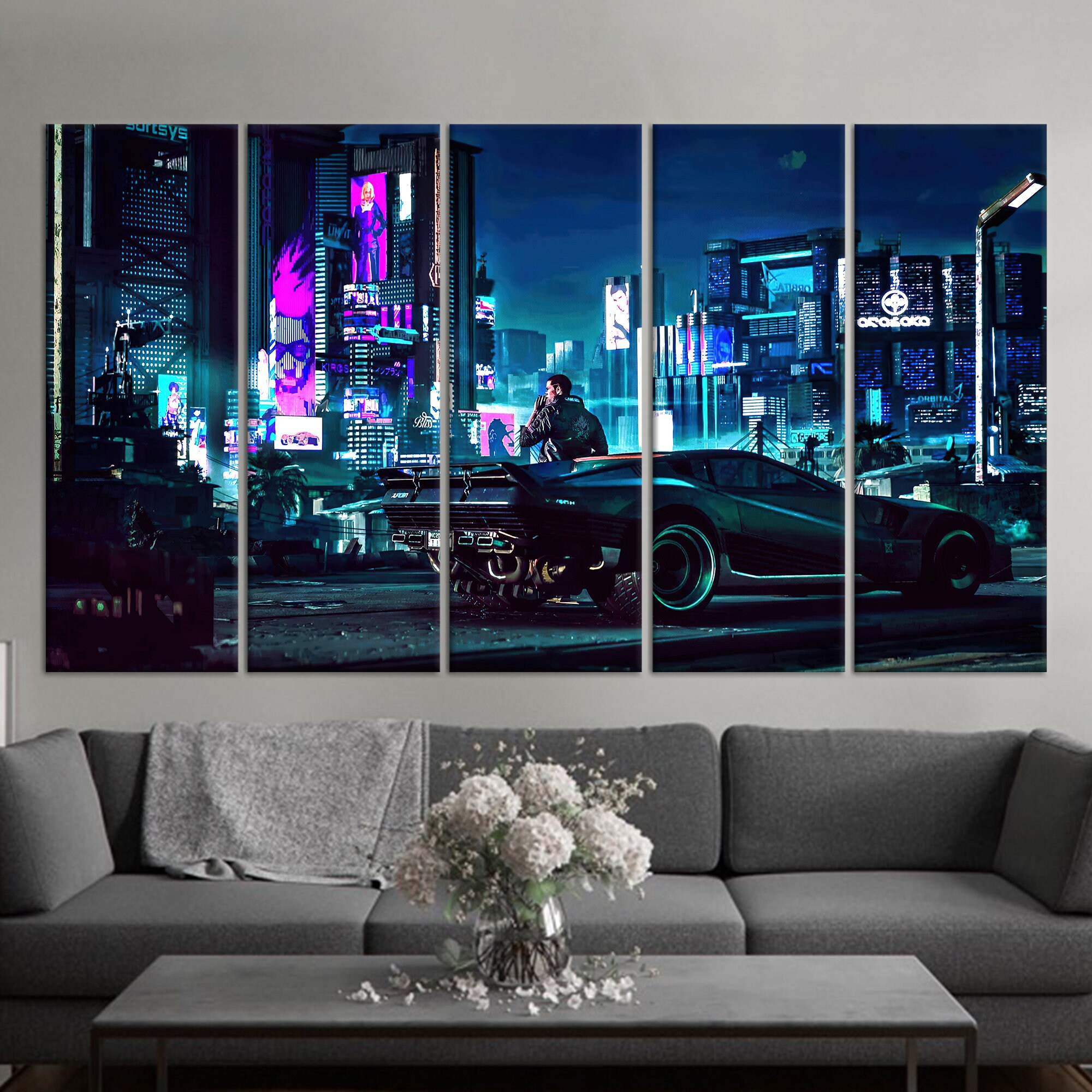 Cyberpunk Wall Art, Futuristic Street Art, Canvas Art, Tempered Glass — free download