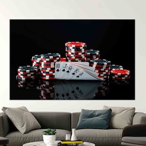 Sztuka pokera, Sztuka figur pokerowych, Sztuka gier karcianych, Sztuka pik pokera królewskiego, Nowoczesne płótno, Szkło 3D, Tapeta gier, Plakat, Sztuka ścienna do pokoju gier,