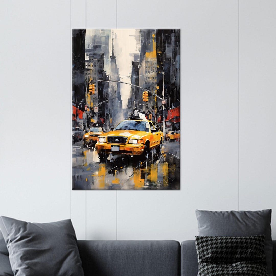 Rainy New York City Taxi Canvas Print: Urban Street Scene Wall Art - Etsy