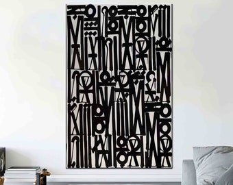 Retna Songs of Illumination Scripts Art, American Graffiti Art, Black-White Art, Canvas Art, 3D Glass, Graffiti Wallpaper, Large Wall Art,