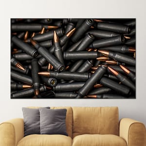 Canvas Wall Art, Bullet Canvas Art, Army Poster, Glass Wall Art, Boy Room Decor, Man Cave Poster, Black Wall Art, Loft Canvas, Wallpaper,