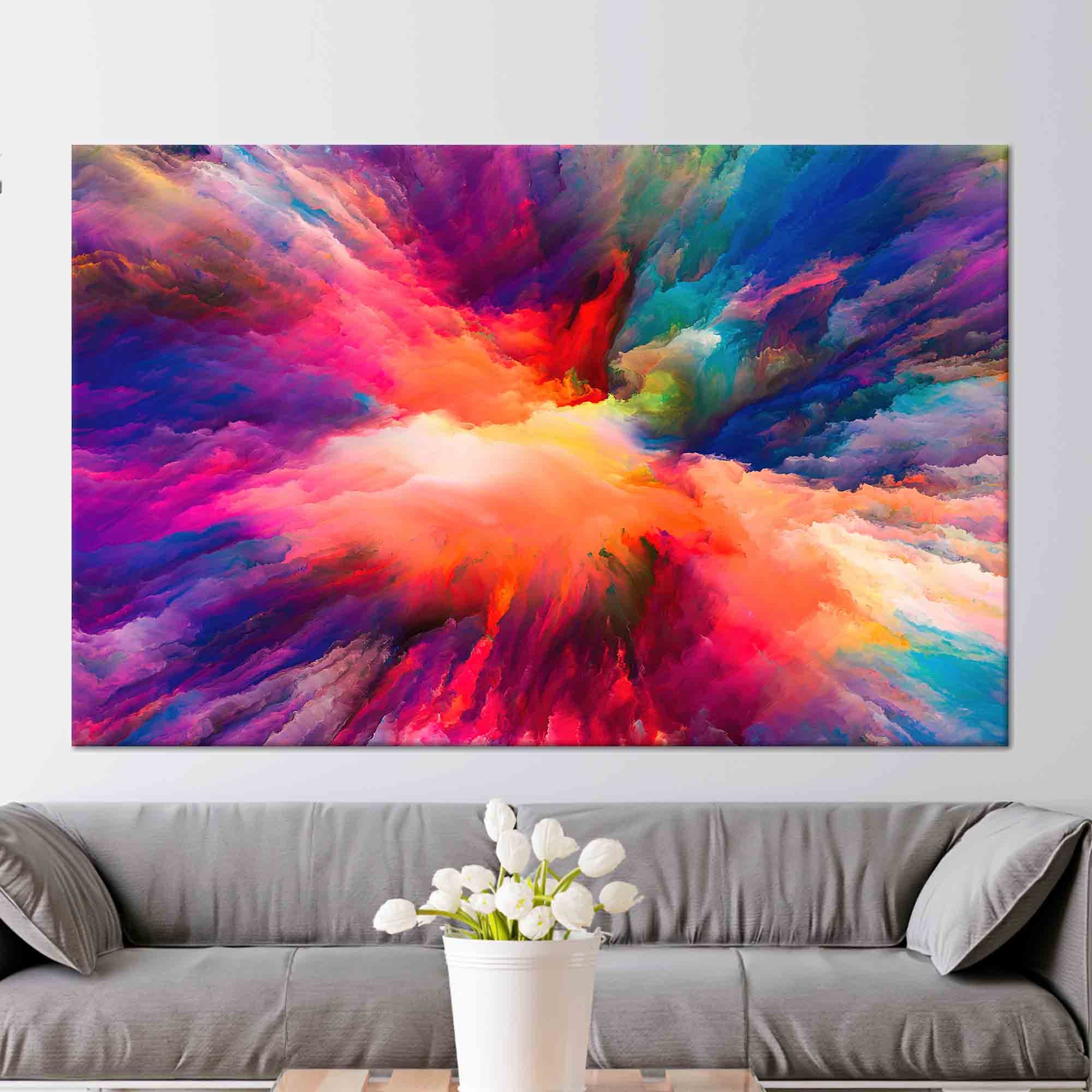 Colorful Cloud Art, Abstract Color Art, Divine Colors Art, Modern Artwork, 3D Canvas, Tempered Glass, Cloud Wallpaper, Living Room Wall Art,