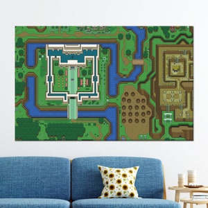 Art Legend of Zelda, décoration murale Zelda, art mural carte, art de la carte Zelda, art sur toile 3D, art du verre, papier peint carte, affiche cadeau, grande décoration murale,
