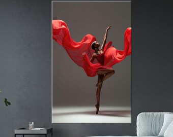 Black Ballerina Glass Wall Art: Modern Abstract Dance