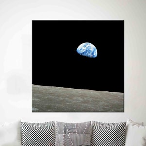 Earthrise Art, NASA Wall Art, Space Wall Art, Landscape Art, Canvas Art, 3D Glass Art, Earthrise Wallpaper, Framed Wall Art, Large Wall Art,