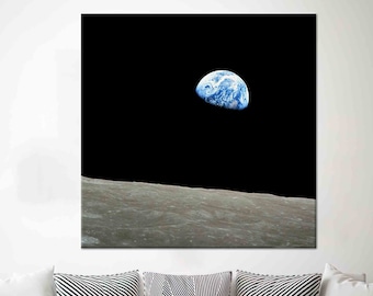 Earthrise NASA Art: Tempered Glass Space Wall Decor
