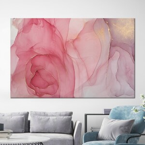 Pink And Gold Marble Art, Marble Wall Decor, Abstract Wall Art, Canvas Art, 3D Glass Art, Framed Wall Art, Marble Wallpaper, Home Wall Art,