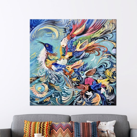 Phoenix Canvas Art: Abstract Bird Wall Decor, Colorful