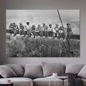 Pranzo in cima a un grattacielo Arte, Decorazione artistica di 11 uomini, Arte di New York, Tela moderna, Arte del vetro, Arte della carta da parati, Regalo per lui, Arte della parete del soggiorno,