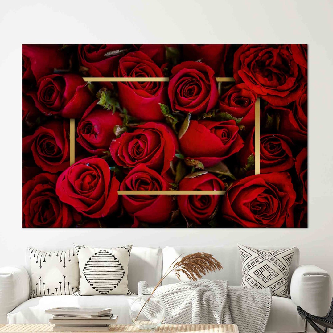 Red Rose Tempered Glass Wall Art: Floral Home Decor - Etsy