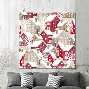 Decorazione da parete Noel, Arte a tema invernale, Opere d'arte natalizie, Tela moderna, Vetro temperato, Carta da parati Noel, Arte da parete incorniciata, Decorazione da parete per matrimoni,