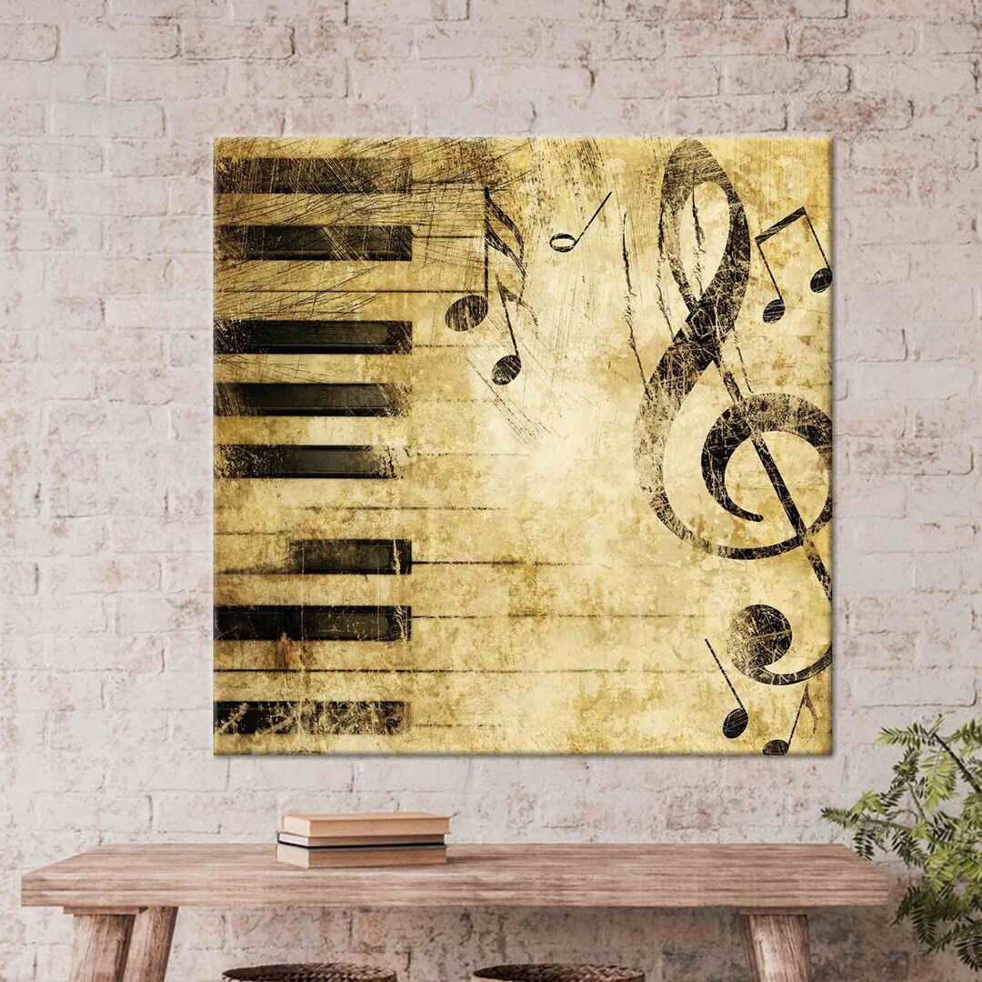 Piano Keys Art Treble Clef Wall Art Tempered Glass Modern Artwork 