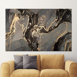 Arte in marmo nero, Arte in marmo dorato, Arte in marmo grigio, Arte in marmo di lusso, Arte su tela astratta, Arte in vetro 3D, Carta da parati in marmo, Decorazione artistica da parete,