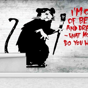 Banksy Mouse Art, I'm Out Of Bed Art, Black Mouse Wall Art, Animal Wall Art, Canvas Art, Tempered Glass, Mouse Wallpaper, Home Wall Decor, Bild 9