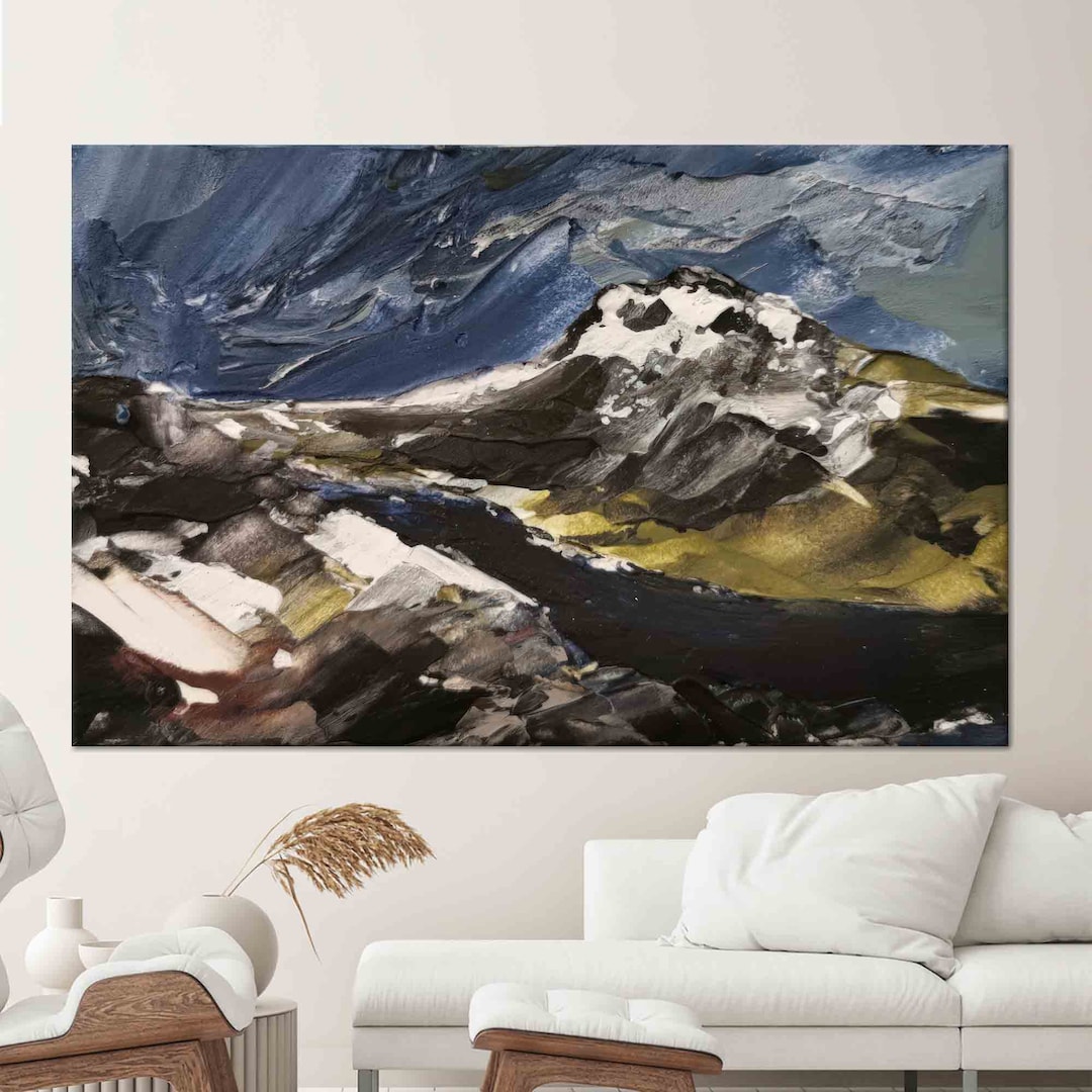 Abstract Mountain Art Mountain Landscape Art Mountain Wall Etsy