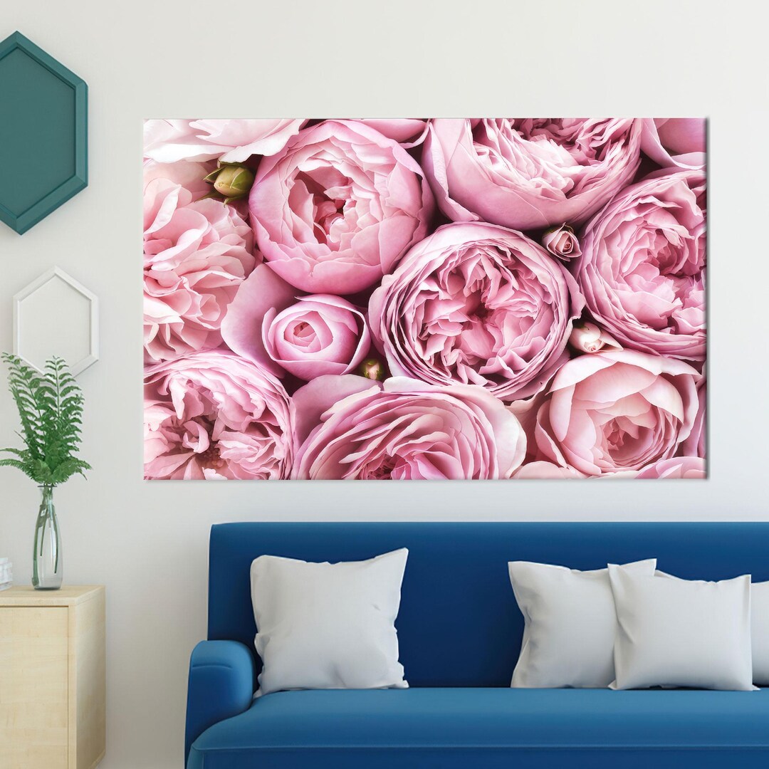 Pink Wall Art, Floral Glass Art Wall Decor, Pink Flowers Wall Art Decor ...