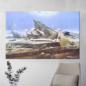 L'arte del mare polare, l'arte di David Friedrich, l'arte astratta del mare, la tela moderna, l'arte del vetro 3D, la carta da parati del mare polare, l'arte della parete incorniciata, l'arte della parete della casa,