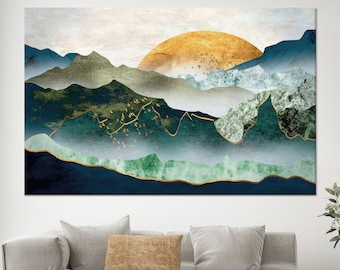 Blue Ridge Mountain Canvas Art: Abstract 3D Glass Wall Decor