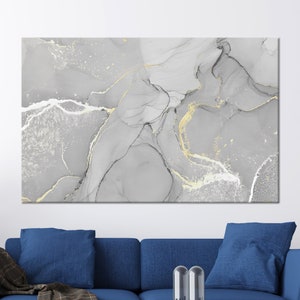 Arte in marmo grigio e oro, parete in vetro di marmo, arte su tela astratta, arte murale carta da parati, arte da parete 3D, arte da parete incorniciata, arte da parete del soggiorno,