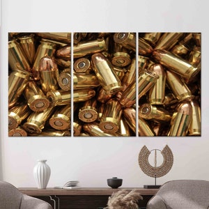 Gold Bullets Art, Bullets Wall Art, Modern Canvas, 3D Glass, Bullets Wallpaper, Framed Wall Art, Canvas Poster, Gifts, Boy Room Wall Art,