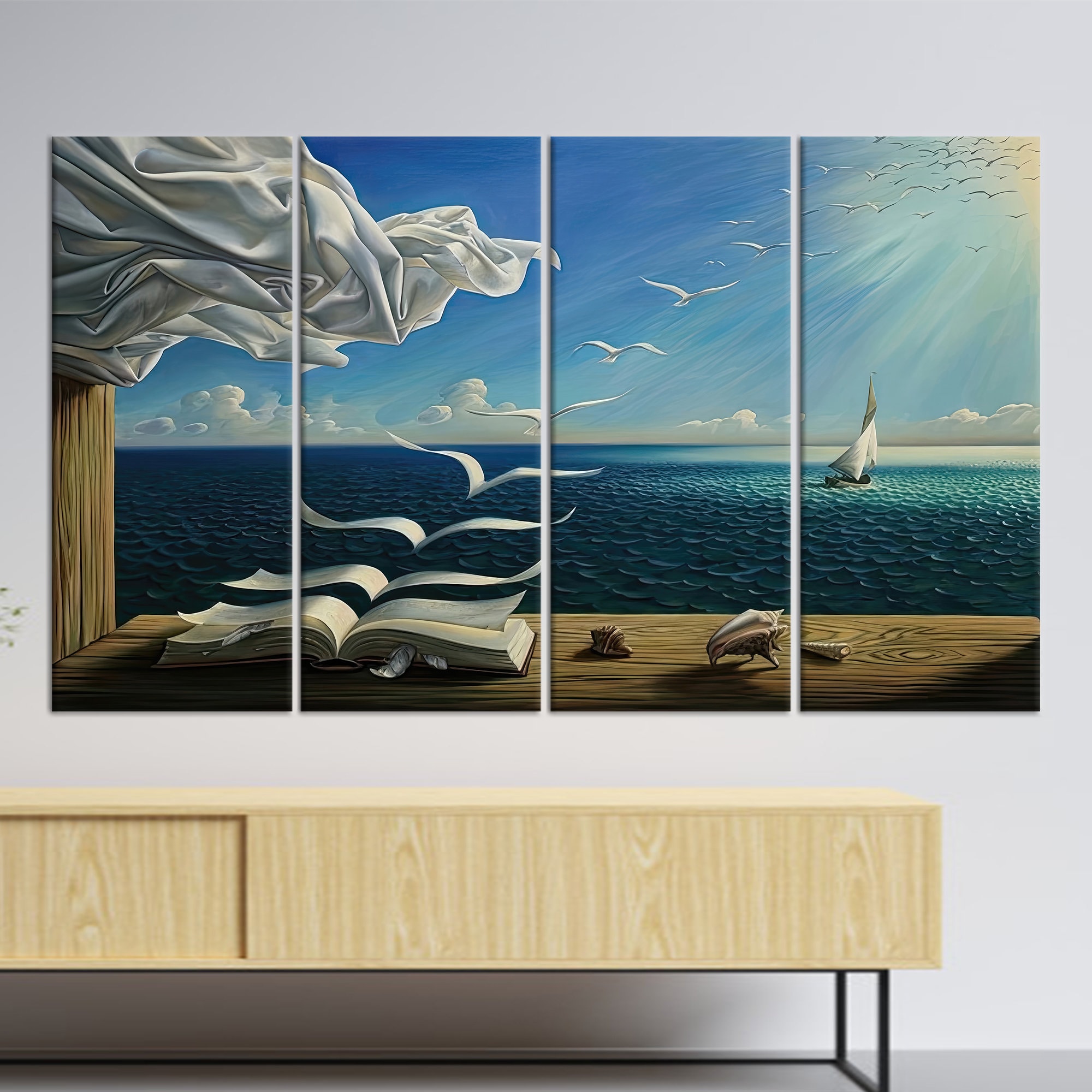 Salvador Dali 'book to Birds' Canvas Art - Surreal Home Decor - Etsy