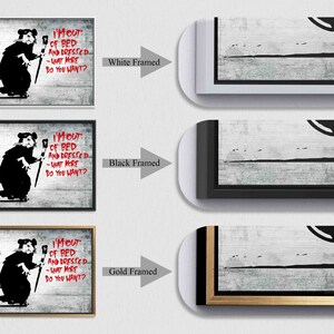 Banksy Mouse Art, I'm Out Of Bed Art, Black Mouse Wall Art, Animal Wall Art, Canvas Art, Tempered Glass, Mouse Wallpaper, Home Wall Decor, Bild 6