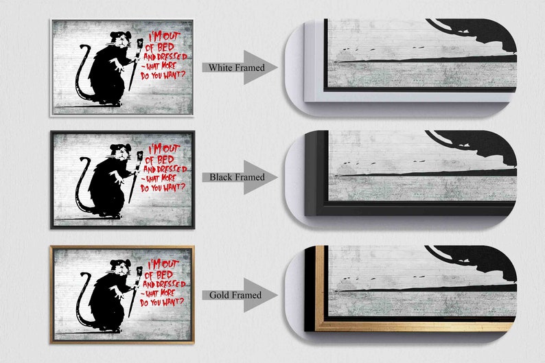 Banksy Mouse Art, I'm Out Of Bed Art, Black Mouse Wall Art, Animal Wall Art, Canvas Art, Tempered Glass, Mouse Wallpaper, Home Wall Decor, Bild 6