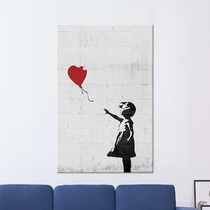 Banksy Red Balloon Art, Girl With Heart Art, Street Wall Art, Banksy Canvas, Tempered Glass, Wallpaper Art, Canvas Poster, Home Wall Decor,