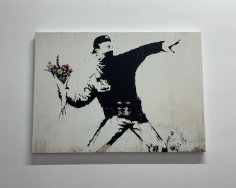 Banksy Flower Bomber Canvas Art, Street Wall Decor - Etsy