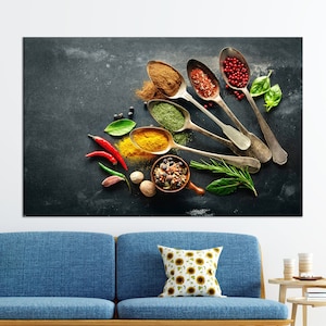 Arte da parete con spezie, Arte da parete con spezie indiane, Arte da parete 3D, Arte su tela, Vetro temperato, Carta da parati con spezie, Poster su tela, Regali, Arte della parete della cucina,