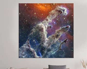 Pillars of Creation Canvas Art: Nebula Space Landscape