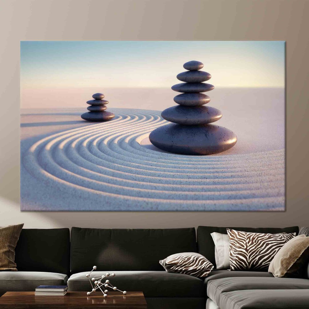 Japanese Wall Art, Zen Stones Art, Arranged Stones Art, Sand Wall Art ...