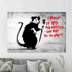 Banksy Mouse Art, I'm Out Of Bed Art, Black Mouse Wall Art, Animal Wall Art, Canvas Art, Tempered Glass, Mouse Wallpaper, Home Wall Decor, Bild 8