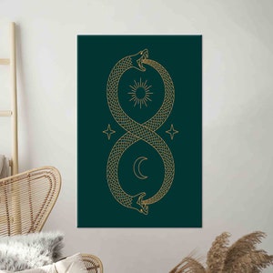 Ouroboros Canvas Wall Art: Infinity Snake, Modern Home Decor