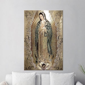 The Virgin Of Guadalupe Art, Catholic Art, Lady Canvas Art, Modern Artwork, Tempered Glass, 3D Wall Art, Wallpaper, Gifts, Wall Art Decor,