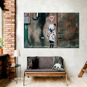 Banksy Space Girl Canvas Art: Tempered Glass Wall Decor