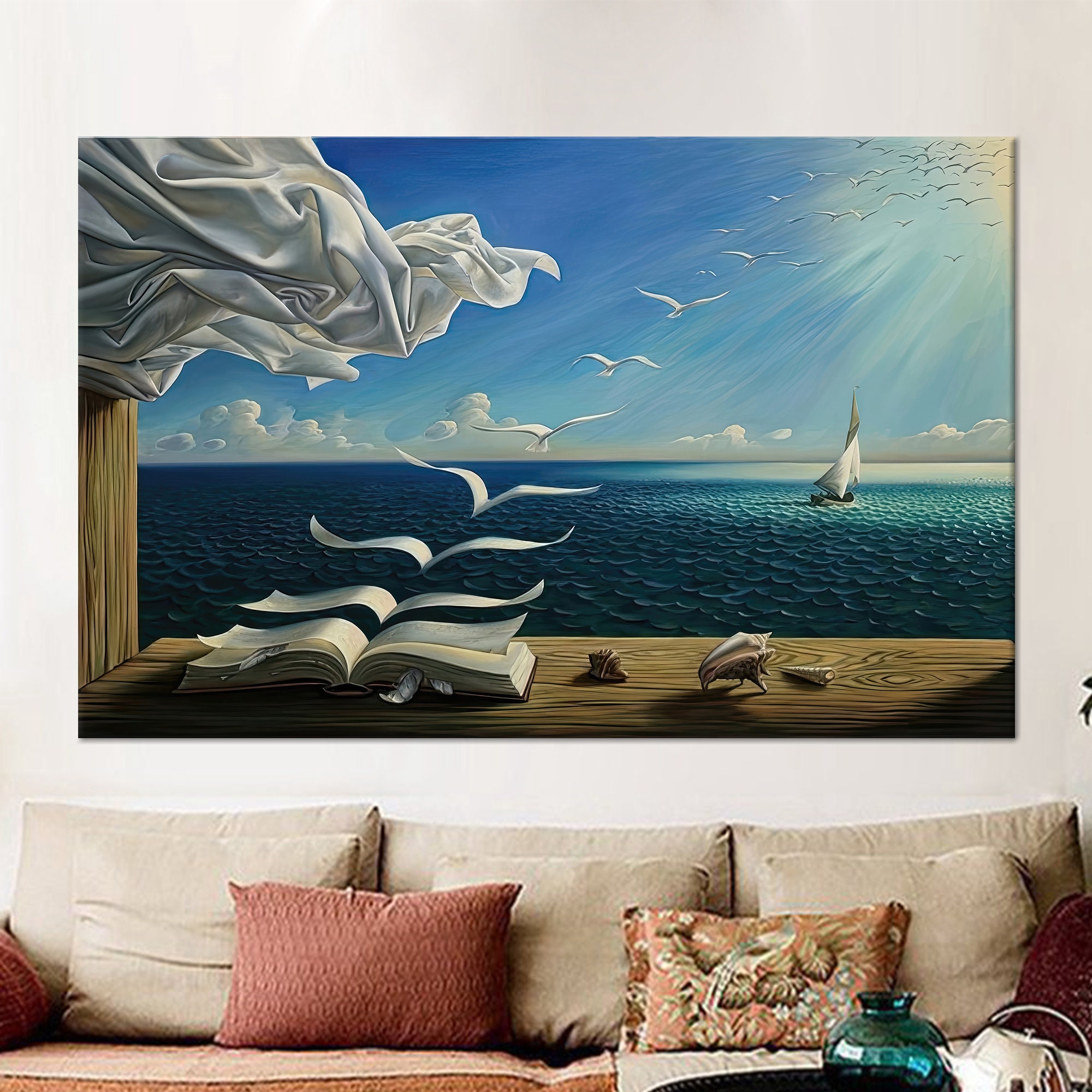 Salvador Dali 'book to Birds' Canvas Art - Surreal Home Decor - Etsy
