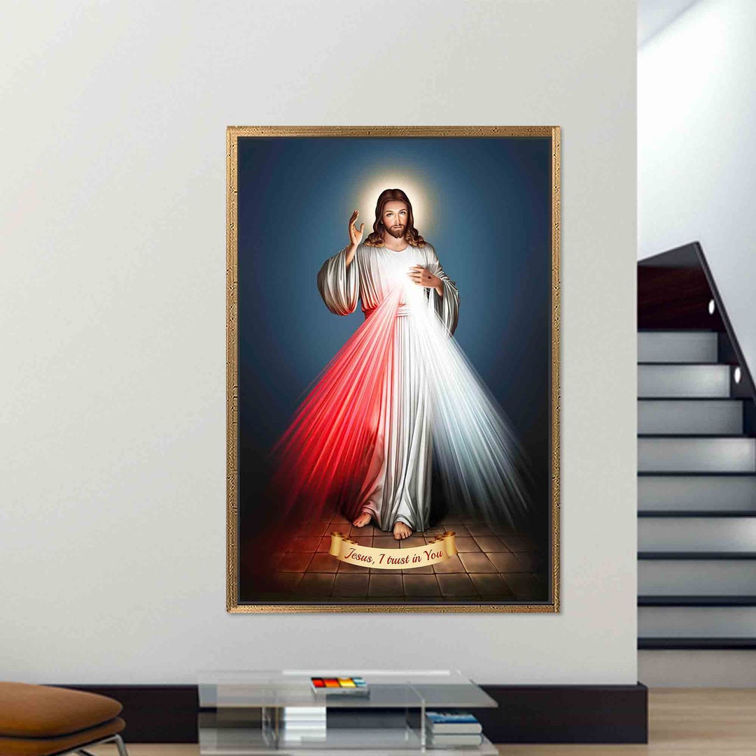 Divine Mercy Jesus Art: Christian Canvas or Tempered Glass Print