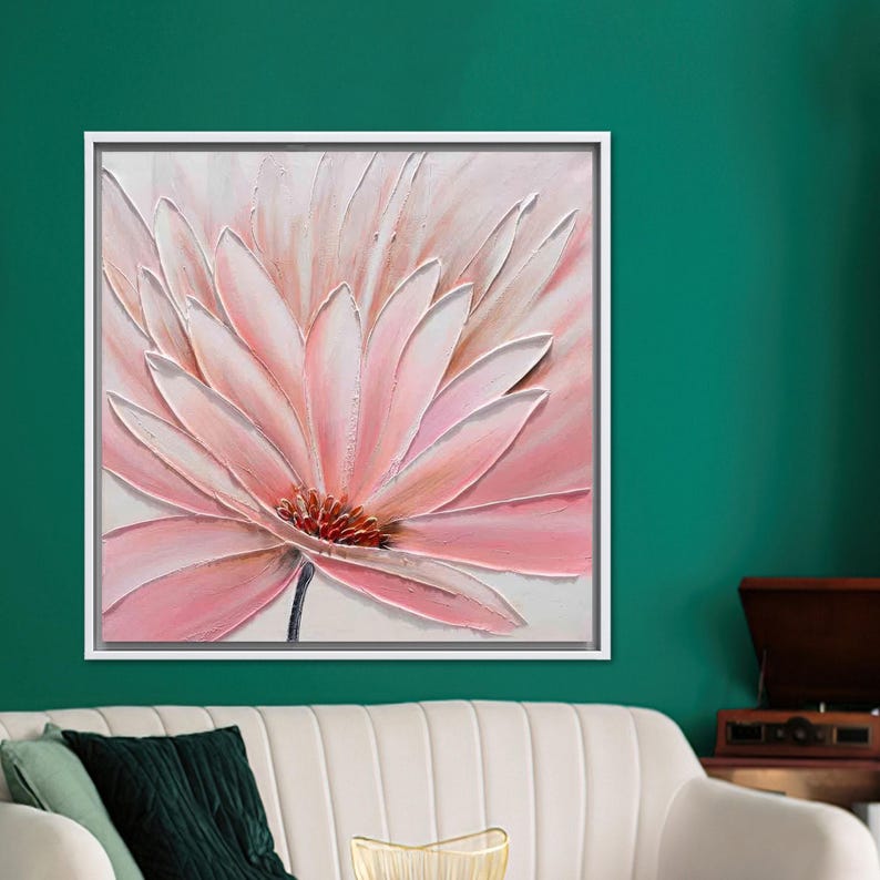 Mural Art, Pink Flower Canvas Gift, Floral Canvas Print, Christmas