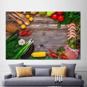 Decoración de pared de alimentos, arte colorido de la pared, arte moderno de la pared, arte de la pared del lienzo, vidrio templado, papel tapiz de alimentos, cartel de lienzo, decoración de la pared de la cocina,