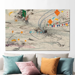 Julie Mehretu Abstract Wall Art: Modern Tempered Glass Decor