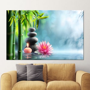 Zen stenen muurkunst, zen muur decor, spa glaskunst, modern canvas, ingelijste muurkunst, zen behang, canvas poster, geschenken, slaapkamer muurkunst,