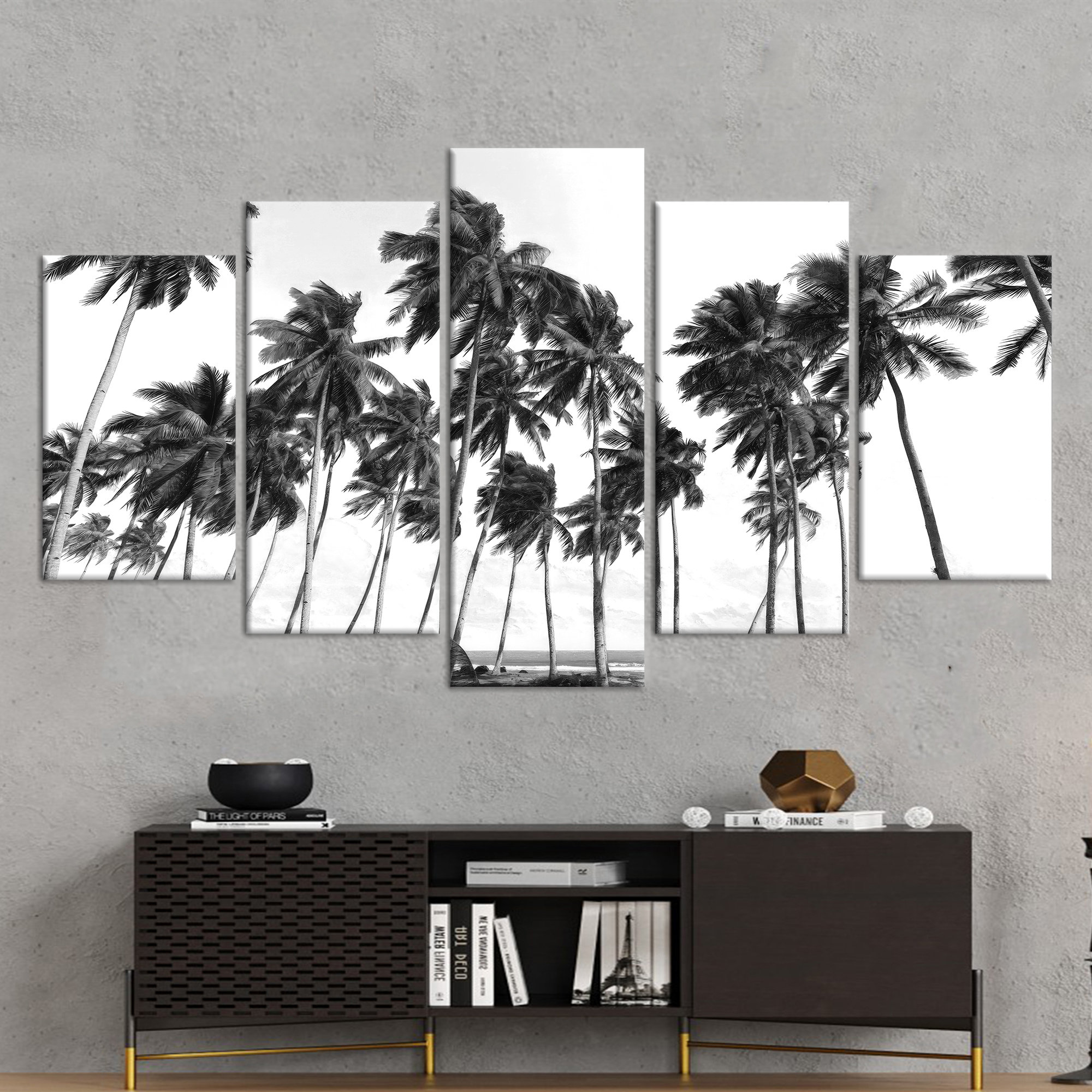 Black and White Palm Tree Canvas Art: Coastal Wall Decor - Etsy