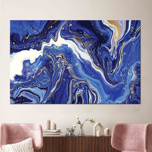 Navy Blue Marble Art, Gold Marble Art, Abstract Marble Art, Canvas Art, 3D Glass Art, Marble Wallpaper, Canvas Poster, Living Room Wall Art,